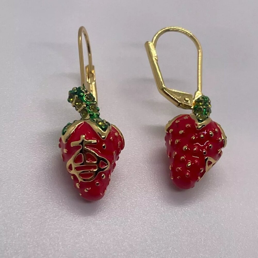 Vivienne Westwood Gold Plated Leonella Nana Strawberry Orb Saturn Dangle Earring